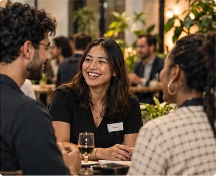 People getting to know each other at a community gathering